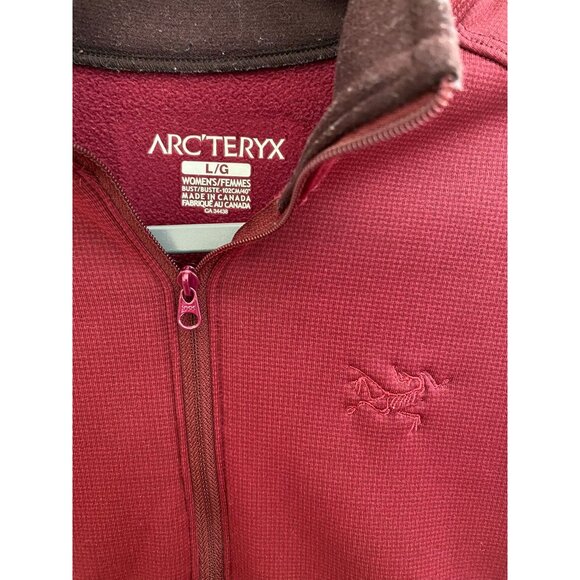 Women's Arc'teryx Fleece 1/4 Zip Pullover Sweater Maroon Red Size Large - Picture 2 of 5